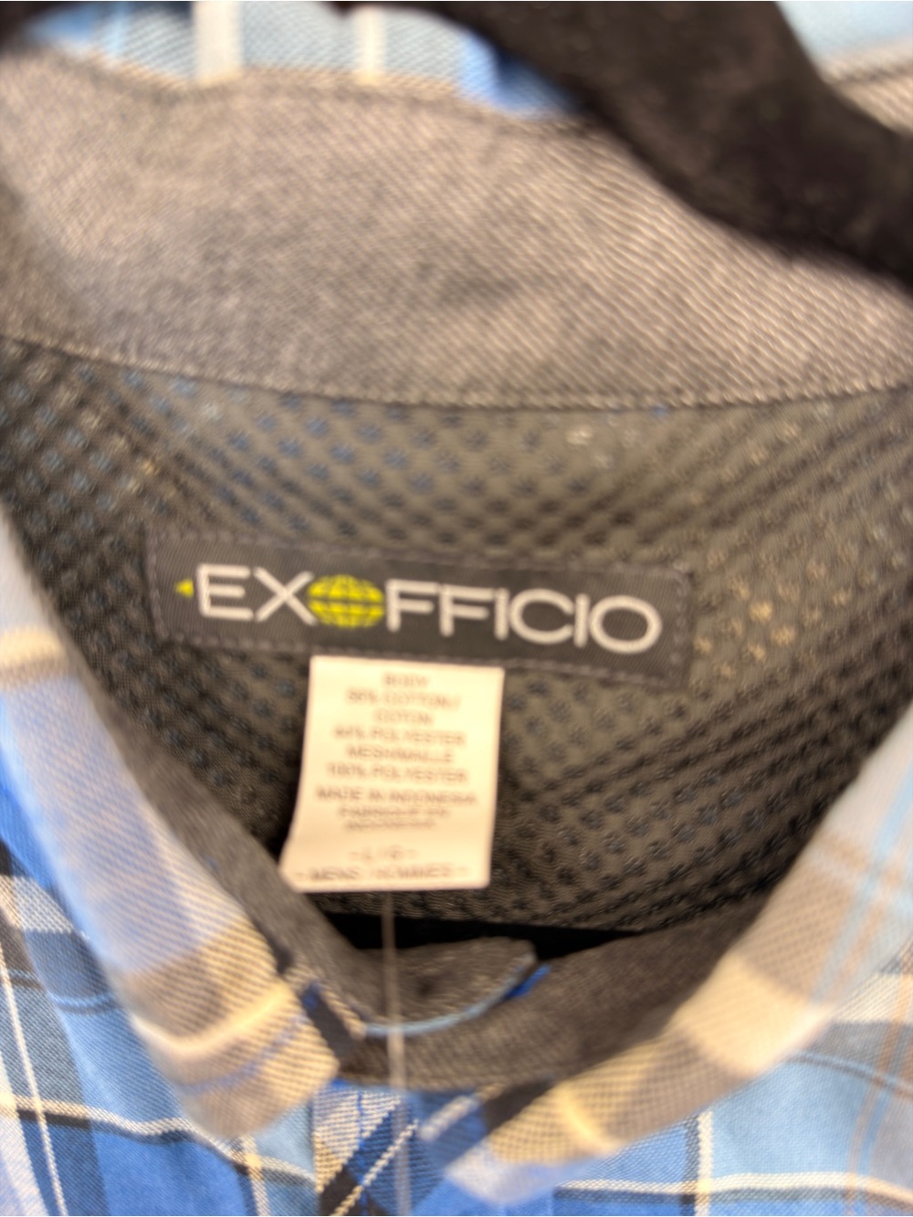 New With Tags Exofficio Blue Plaid Long-Sleeve Travel/Hiking Button-Down Shirt - Picture 6 of 11